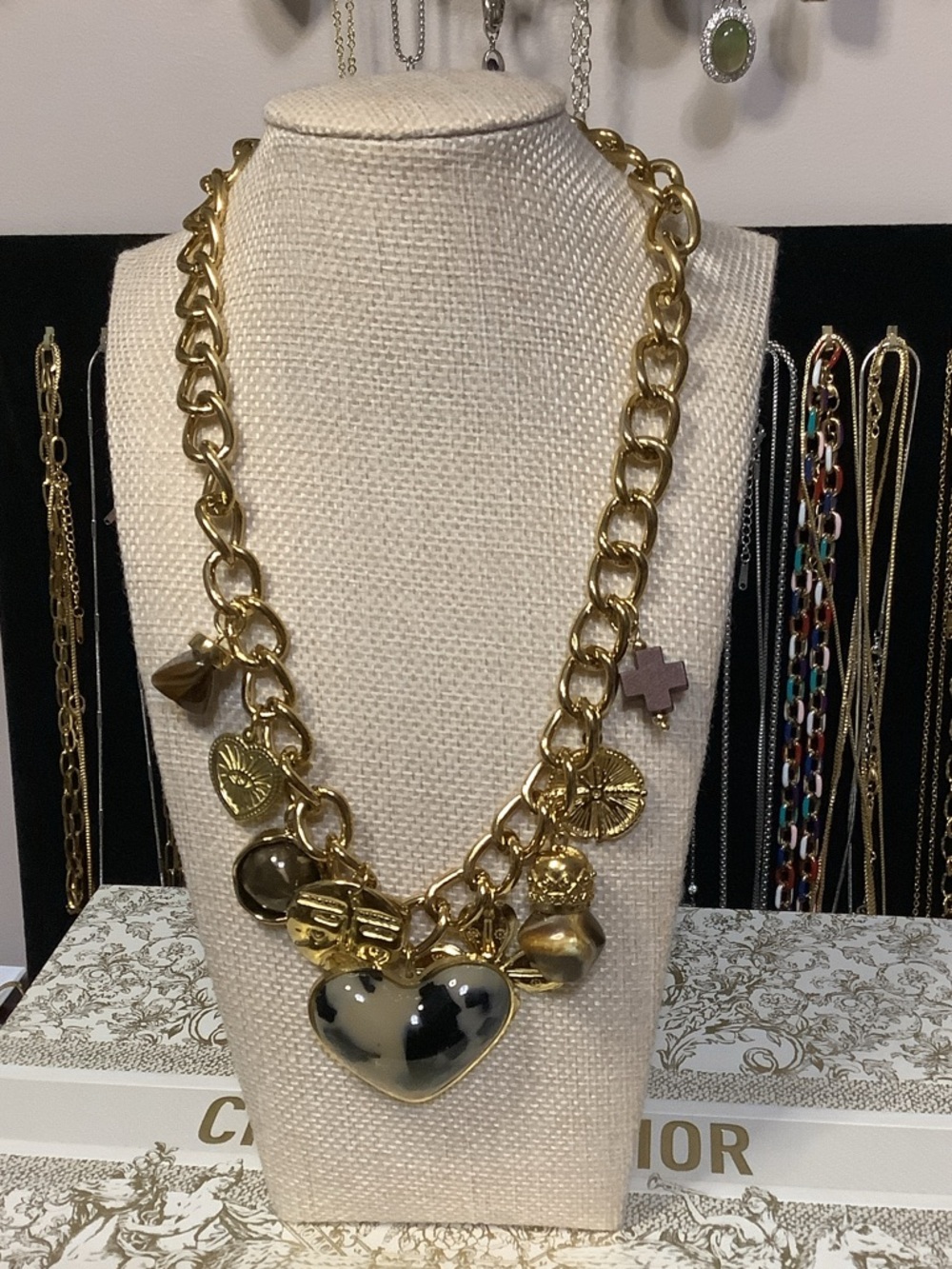 Gold-Tone Charm Heart Necklace - Women's Jewelry